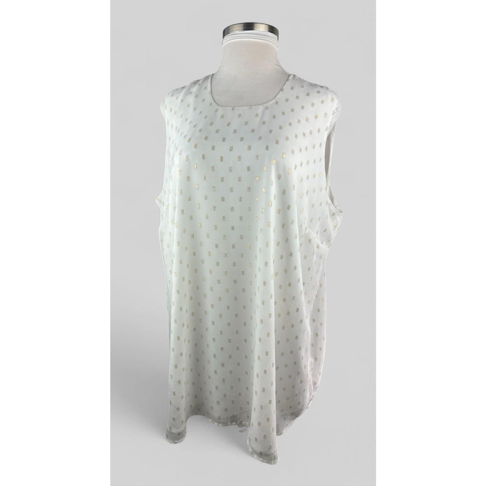 Melissa McCarthy Sleeveless Tunic Top Overlay Blouse White Gold Plus Size 3X - Picture 2 of 16